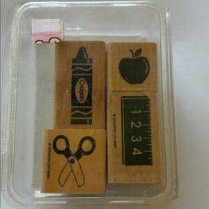 Stampin' Up! Retired Wooden Rubber Stamp School Set